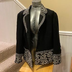 Black and White Button Up Collared Blazer
